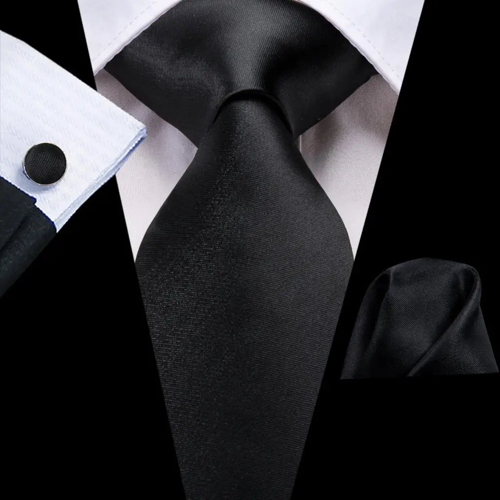 Hi-Tie 8.5cm Black Solid Striped Paisley 100% Silk Men's Business Tie Neck Tie for Men Fashion Luxury Wedding Necktie Gravatas