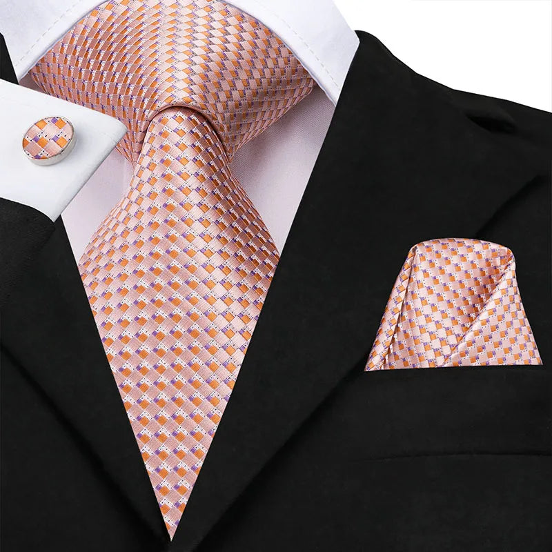 Hi-Tie New Clasic Grey Tie for Men Silk Fabric Jacquard Woven Tie Hanky Cufflinks Set for Men Designer Fashion Silk Ties SN-1466