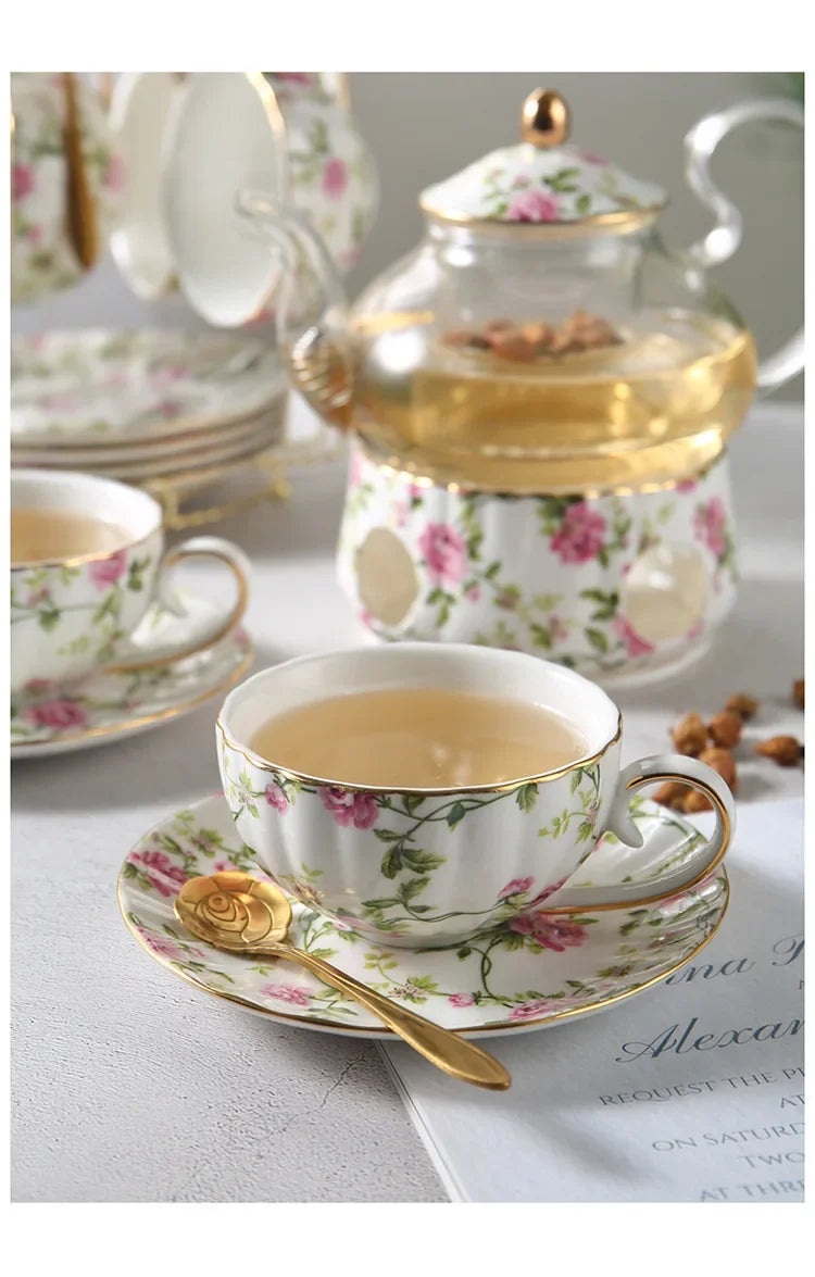 Coffee Mug Golden Border Black Tea Cup Afternoon Tea Mug Rural Style Coffee Cup and Plate Set Fragmented Pumpkin Cups and Plates