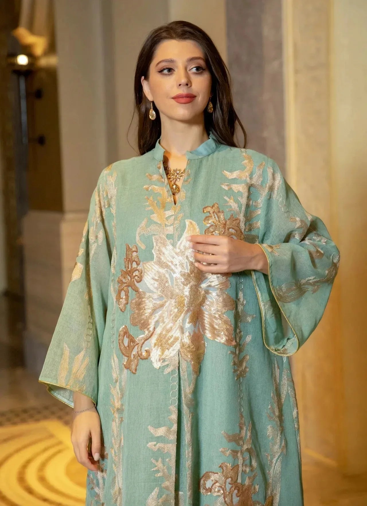 Elegant Muslim Dress Dubai Turkey Robes Islam Saudi Arabia Long Evening Dress Abaya for Women Light Luxury Party Dress Vestidos