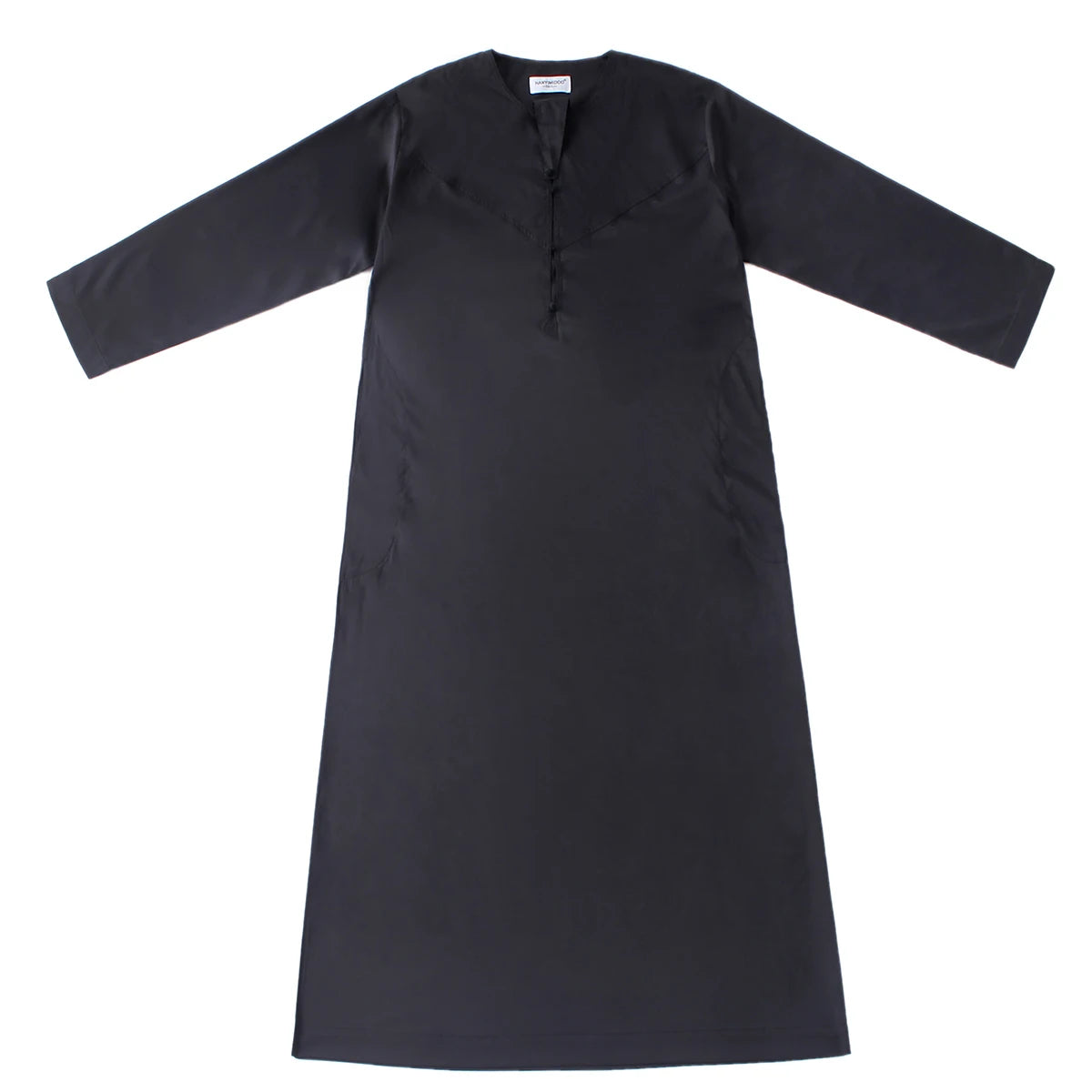TH817 Men's Muslim Middle Eastern Men Long Sleeves Pure Color Handmade Buckle Robe Ramadan Eid Jubba Thobe