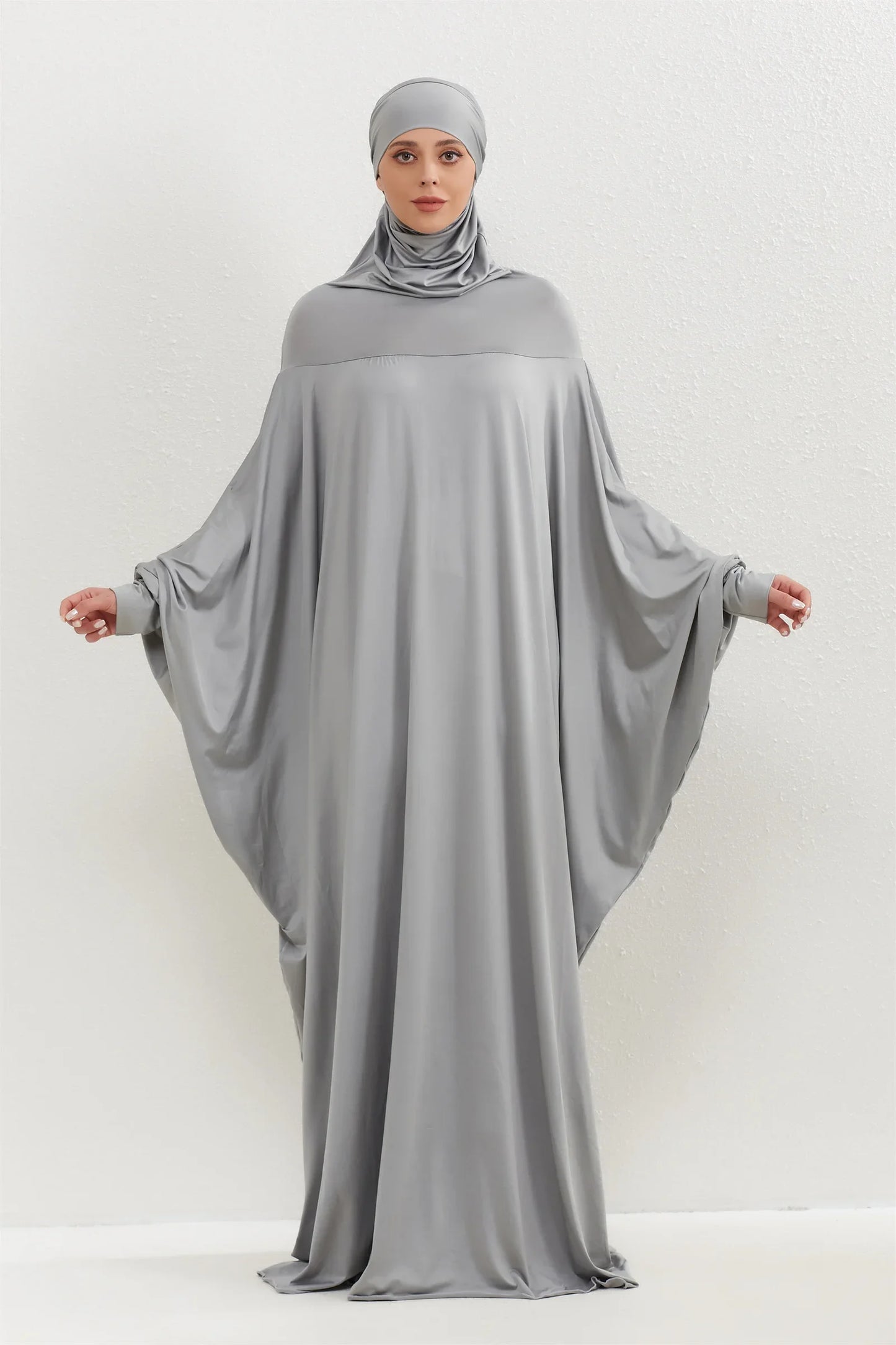 Muslim Abayas Hijab Smocking Sleeve One-piece Prayer Dress Women Jilbabs Hooded Kaftans Islamic Dubai Saudi Robe Turkish Modesty