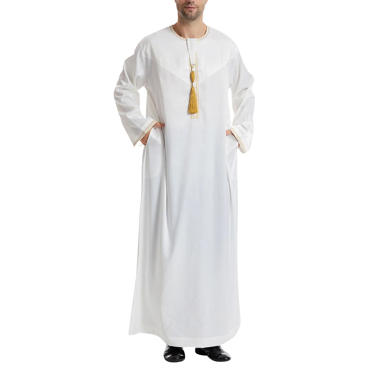 Men'S Muslim Robe Men Pullover Dress Abaya Daffah Jubba Thobe Pakistan Saudi Arab Kaftan Islam Clothing Prayer Robe Afghan