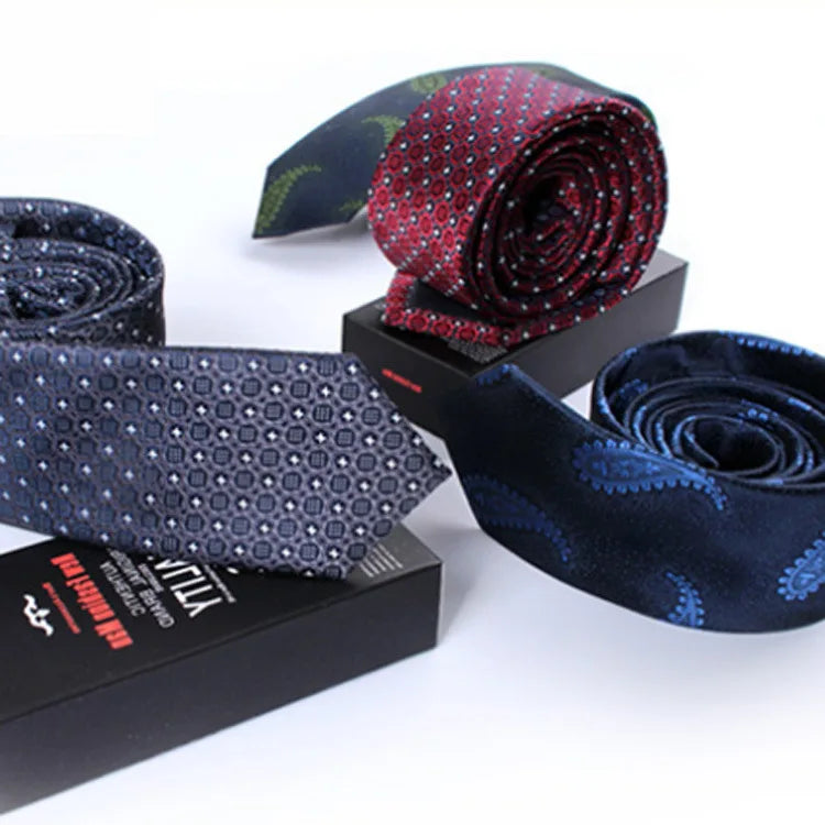 Fashion Ties for Men Accessories 6cm Fashion Business Wedding Classic Silk Tie Blue Black Red Men's Skinny Narrow Retro Necktie