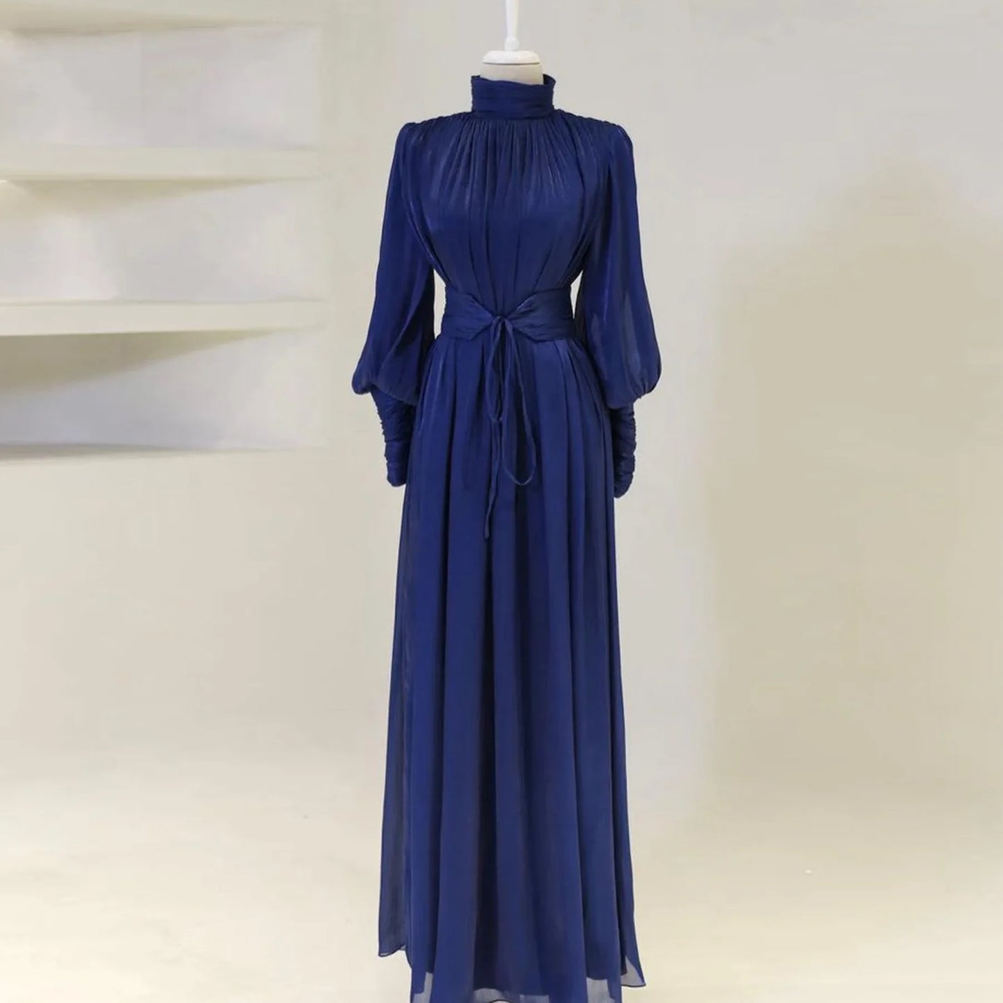 Eid Abaya Modest Muslim Dresses for Women Cuff Sleeves Wrinkle Evening Party Maxi Dress Jalabiya Islamic Clothing Kaftan Robe