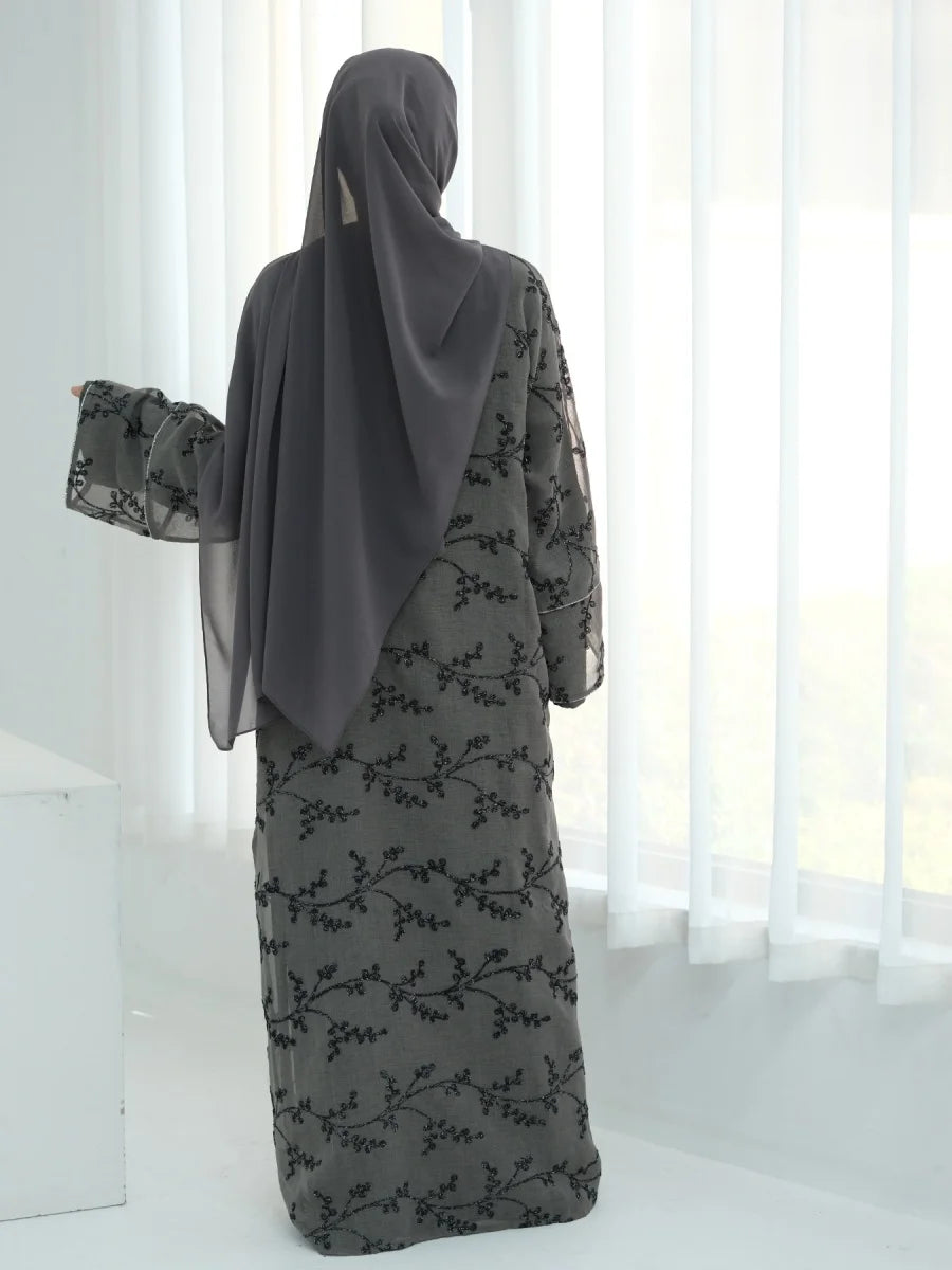 Muslim Women Dubai Abaya Luxury Embroidery Floral Long Dress Kimono Cardigan Kaftan Modest Robe Femme Islamic Clothing Kebaya