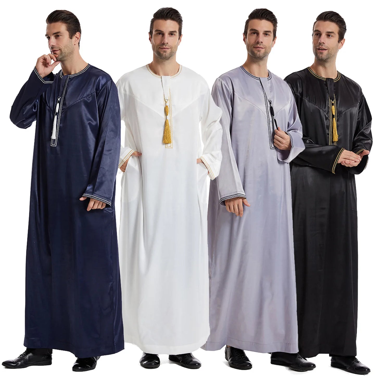 Men'S Muslim Robe Men Pullover Dress Abaya Daffah Jubba Thobe Pakistan Saudi Arab Kaftan Islam Clothing Prayer Robe Afghan