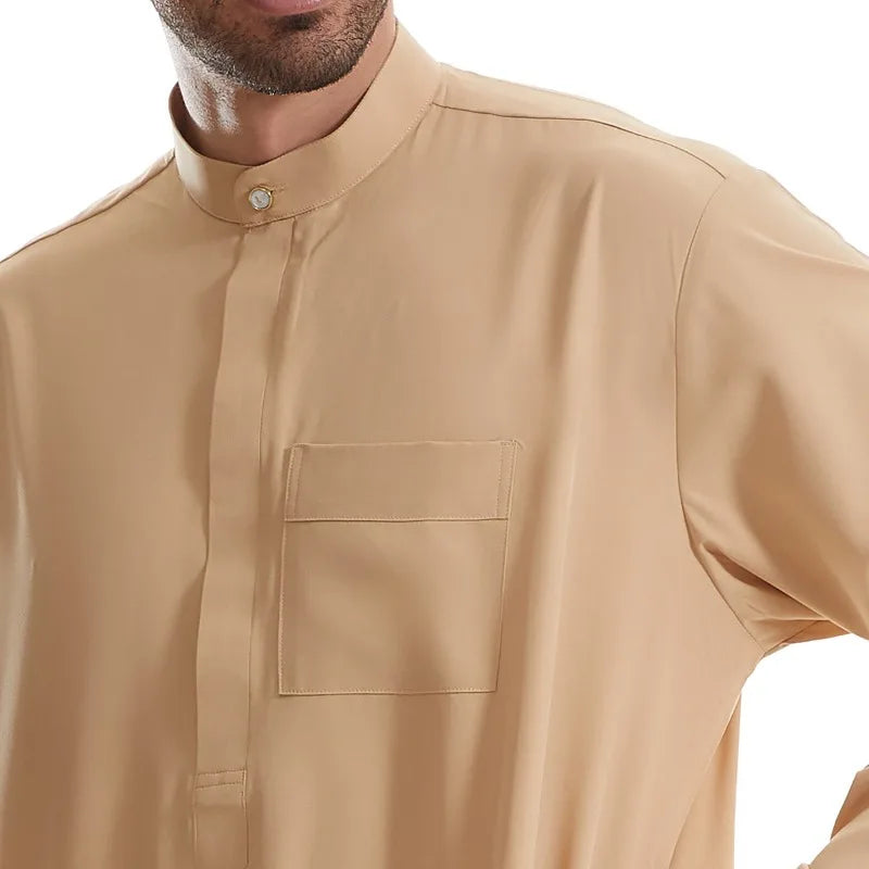 Muslim Men Jubba Thobe Zipper Kimono Robe Saudi Islamic Muslim Clothing Abaya Cafe Dubai Arab Dress Robe