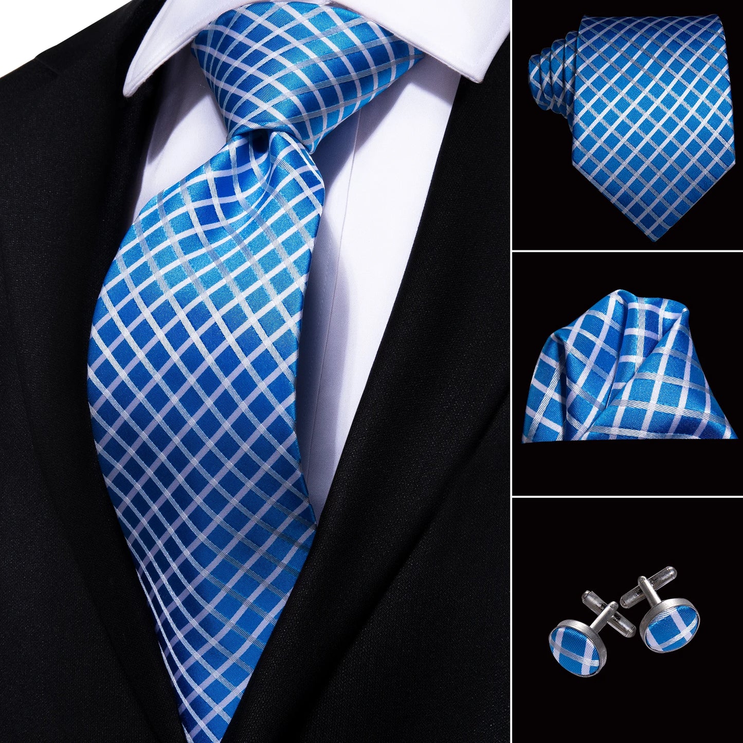 Hi-Tie Blue New Fashion Business Paisley Silk Men's Tie NeckTie 8.5cm Ties for Men Formal Luxury Wedding Quality Gravata