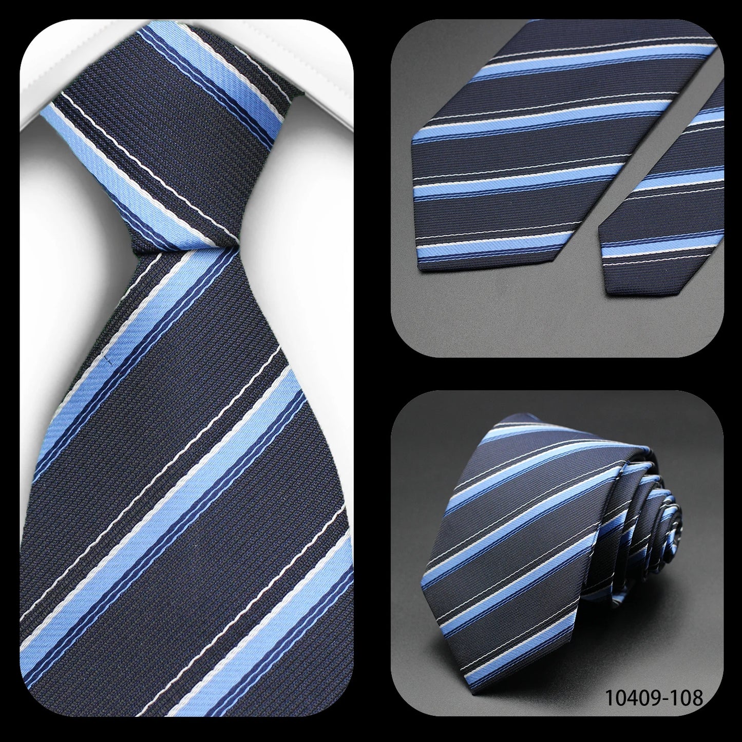 Tie Gravatas Fashion Wholesale Woven Striped Necktie Wedding Accessories Blue Man Fit Group Party Office Neck Ties