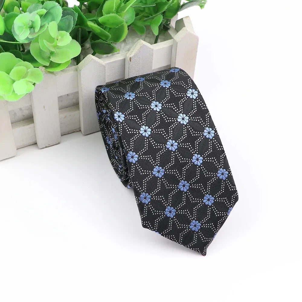 Men's 6cm Elegant Jacquard Weave Tie Vintage Embroidery Flower Rendering Pattern Necktie Business Wedding Party Accessories Gift