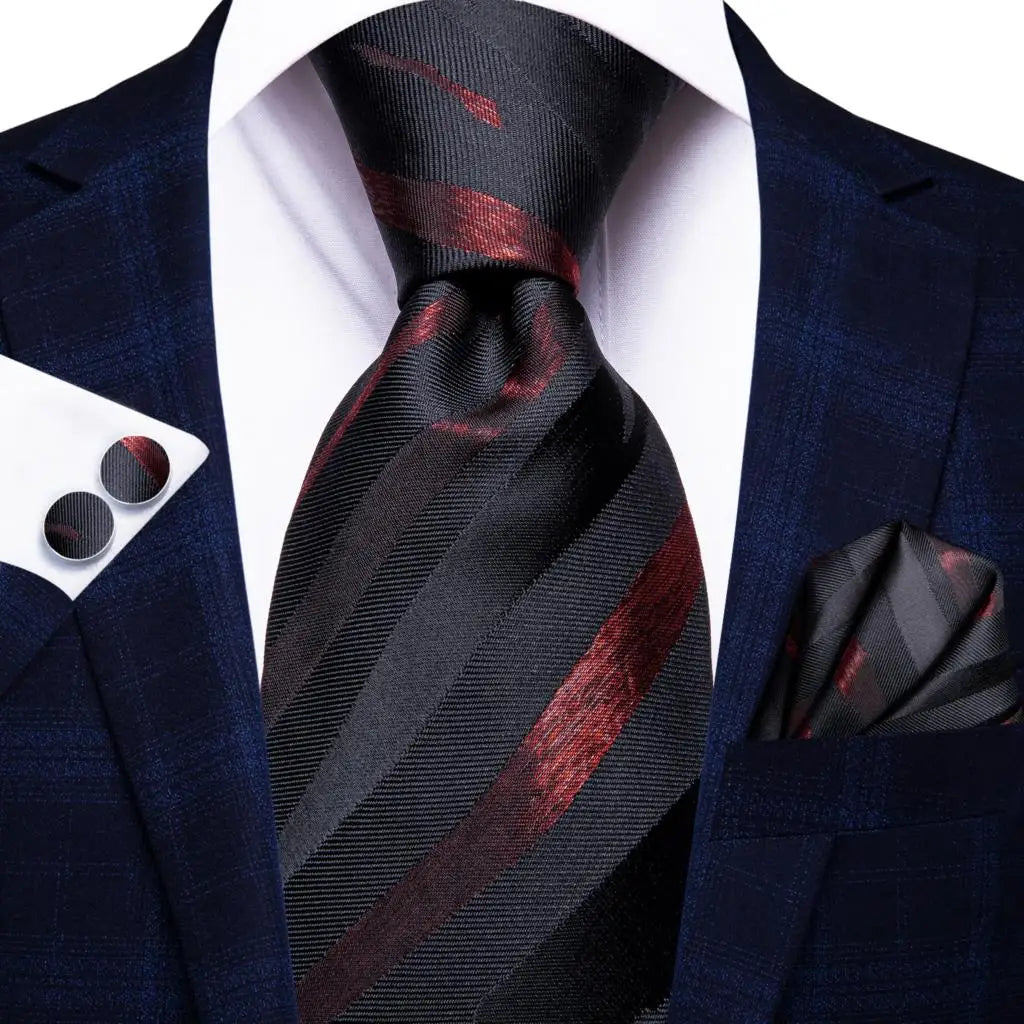 Hi-Tie 63inches Silk Mens Tie Set Extra Long Ties for Men Handkerchief Woven Classic Silk Men's 160cm Necktie Pocket Square Set