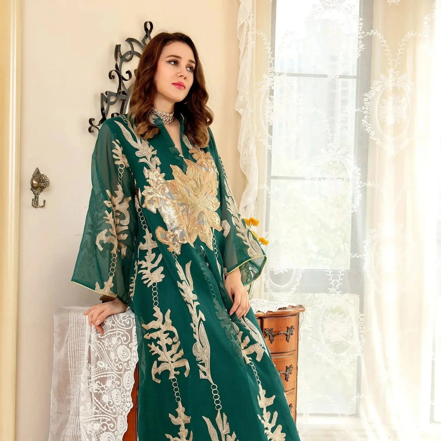 Elegant Muslim Dress Dubai Turkey Robes Islam Saudi Arabia Long Evening Dress Abaya for Women Light Luxury Party Dress Vestidos