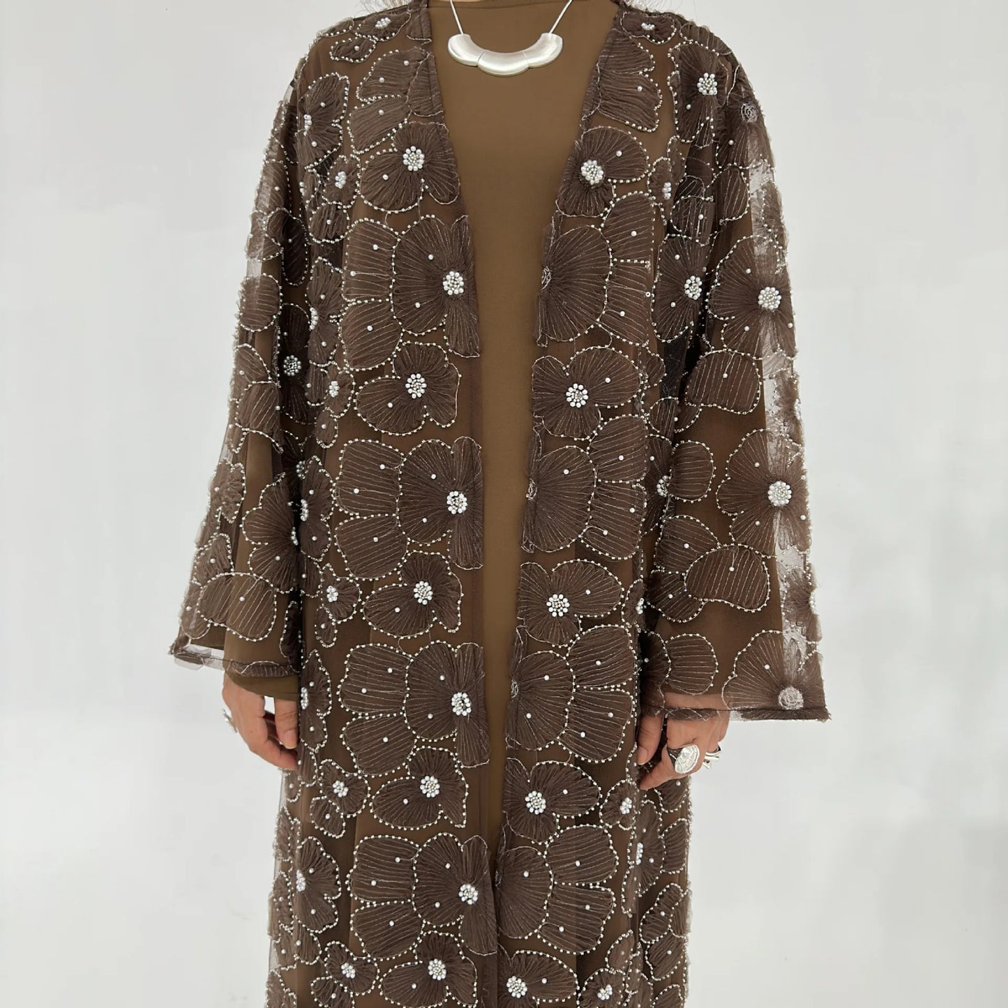 Eid Women Abaya Muslim Cardigan Dress Beading Flower Jalabiya Ramadan Vestidos Largos Islam Arab Long Robe Morocco Kaftan 2026