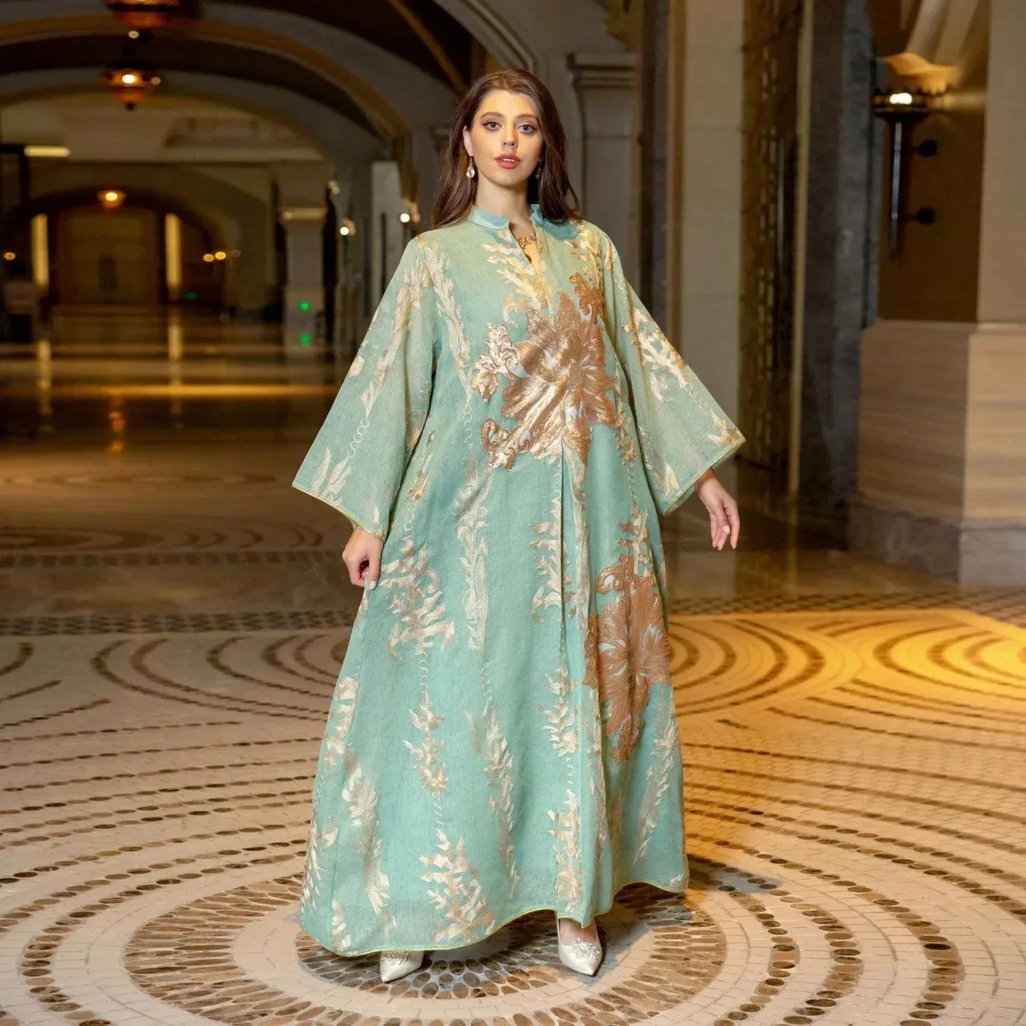 Elegant Muslim Dress Dubai Turkey Robes Islam Saudi Arabia Long Evening Dress Abaya for Women Light Luxury Party Dress Vestidos