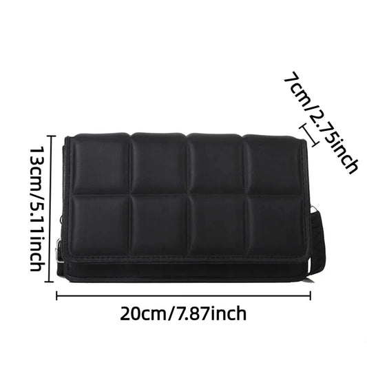 Trendy Classic Solid-Colour Minimalist Fashion Handbag Popular New Style Compact Square Bag PU Handheld Crossbody Shoulder Bag