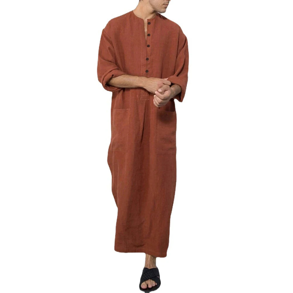 Muslim Men Jubba Thobes Arabic Pakistan Dubai Kaftan Abaya Robes Islamic Clothing Saudi Arabia Black Long Blouse Dressing