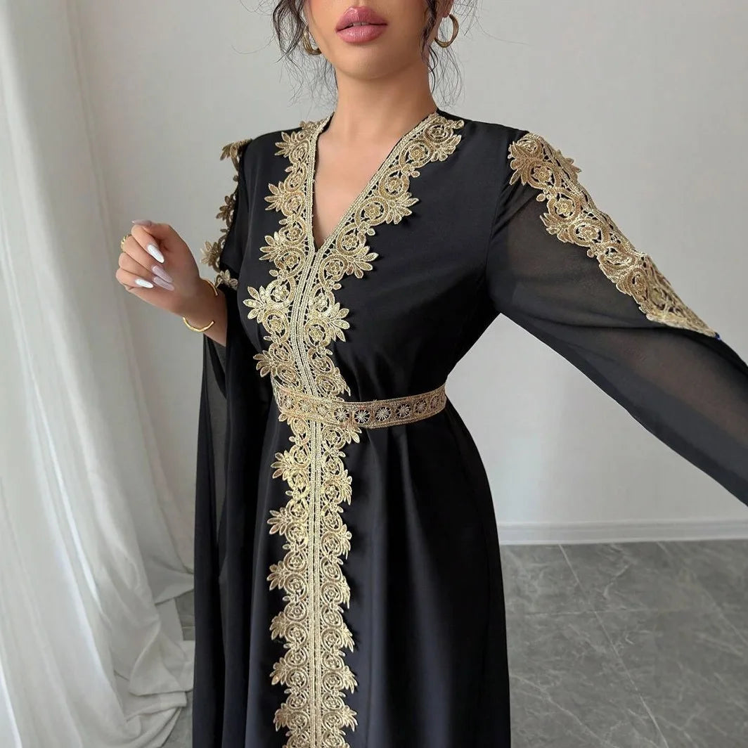 Eid Women Party Dress Abaya Split Long Sleeve Muslim Jalabiya Ramadan Solid Vestidos Largos V Neck Dresses Arab Long Robe 2026