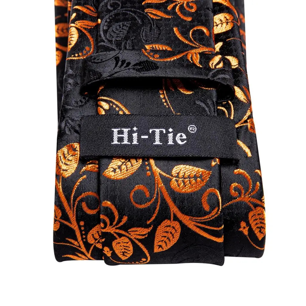 Hi-tie Design Black Solid Dot Silk Wedding Tie For Men Hanky Cufflink Gift Men Necktie Gravata Set Fashion Business Dropshipping