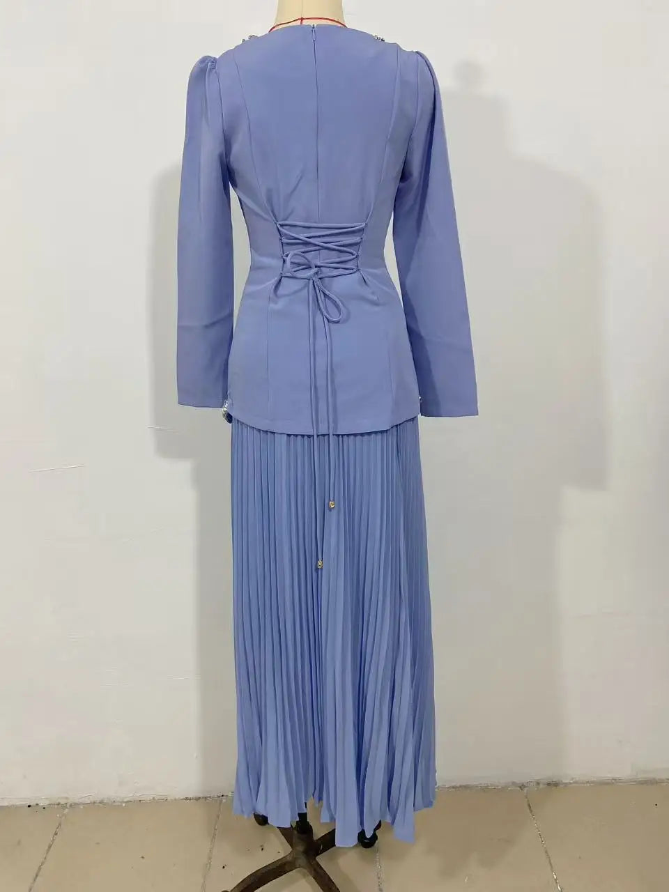 Abaya Pleated Dress Women Dubai Dresses Sequins Lace Up Islam Vestidos Long Robe Jalabiya Morocco Kaftan Eid Muslim Ramadan