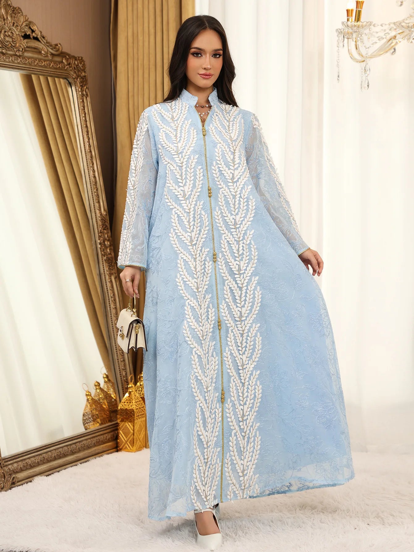 Eid Mesh Dress Women Abaya Party Dress Women Jalabiya Gorgeous Embroidery Saudi Arab Sequins Muslim Ramadan Vestidos Largos Robe