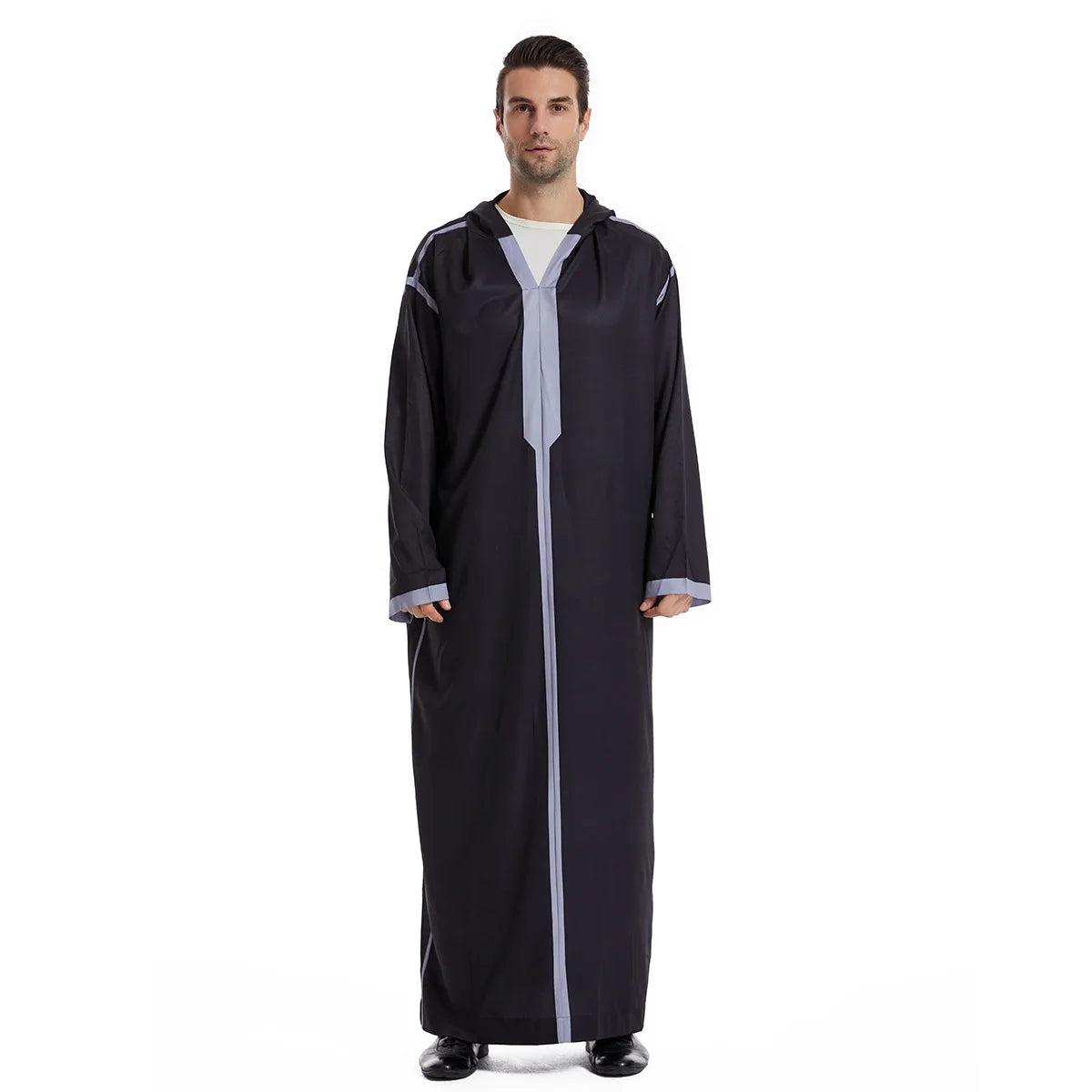 Muslim Men Hooded Robe Dishdasha Modest Islamic Dubai Saudi Prayer Abaya Kaftan Eid Ramadan Morocco Jubba Arab Thobe Abayas