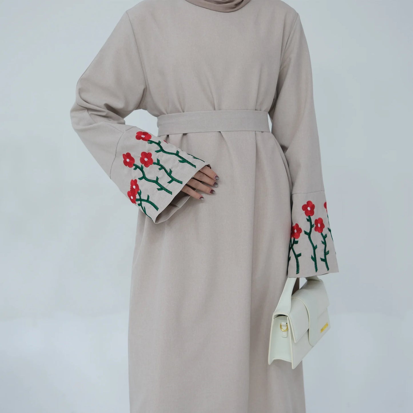 Floral Embroidery Muslim Dress for Women Eid Morocco Ramadan Lace-up Abayas Kaftan Islam Vestidos Largo Dubai Arab Long Robe