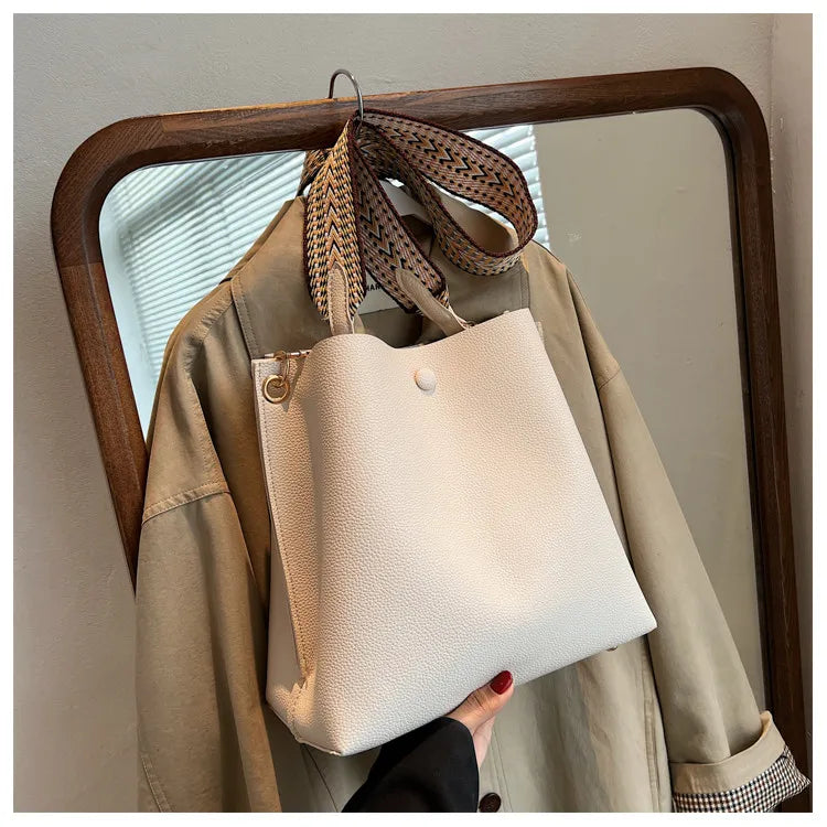 Fashion Bucket bag for women Handbag PU leather Shoulder Bag Luxury designer Wide Strap Ladies Crossbody Bag female Totes bolsa