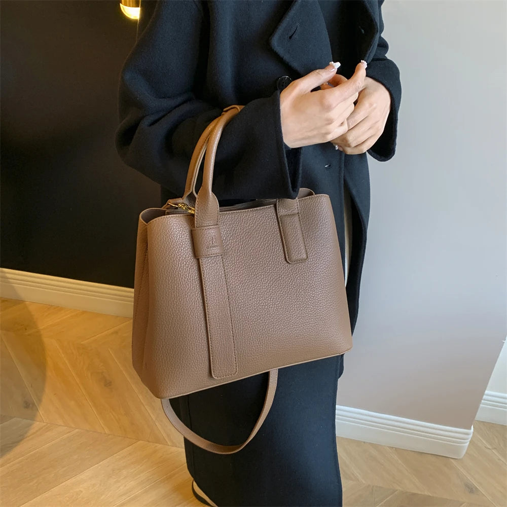 Business Handbags For Women 2022 Luxury Designer Handbag Pure Color Big Capacity Shoulder Crossbody Bags Branded Top-handle Tote