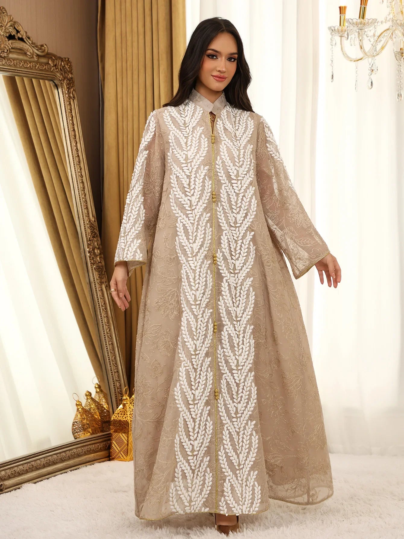 Eid Mesh Dress Women Abaya Party Dress Women Jalabiya Gorgeous Embroidery Saudi Arab Sequins Muslim Ramadan Vestidos Largos Robe