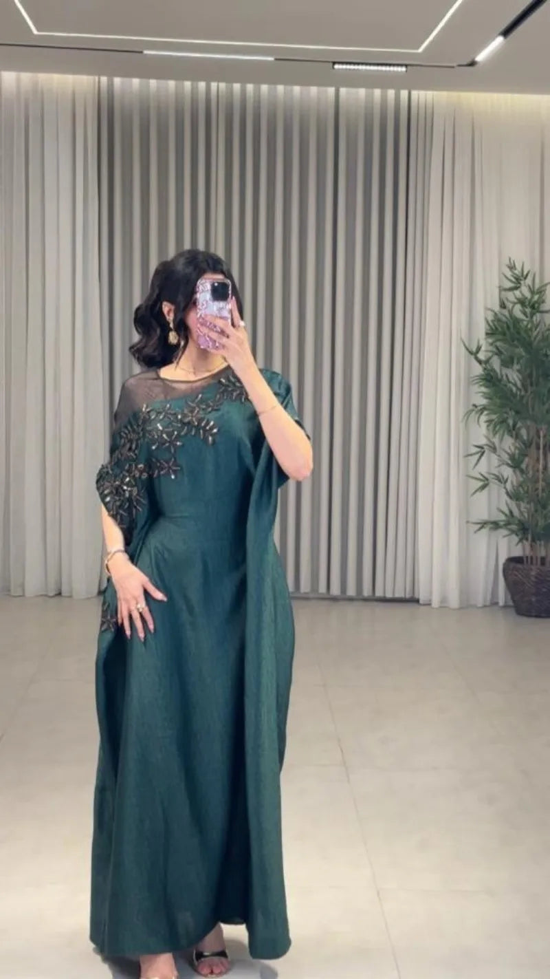 Abaya for Women Floral Lace Ethnic Moroccan Dress Muslim Dubai Attire Islamic Clothes Wedding Eid Ramadan Jalabiya
