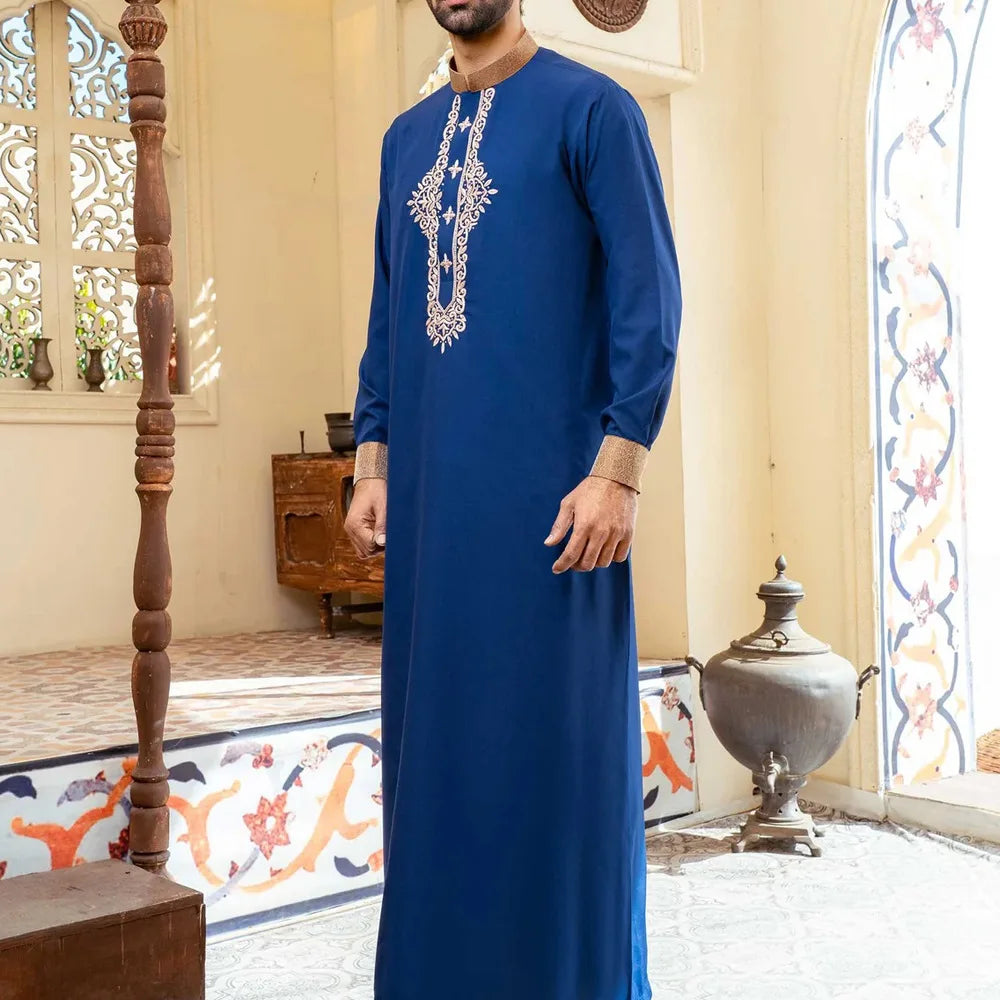Mid East Islamic Men Clothes Muslim Fashion Abaya Men Embroidered Loose Stand Collar Long Robe Ethnic Style 2026 Man Jubba Thobe