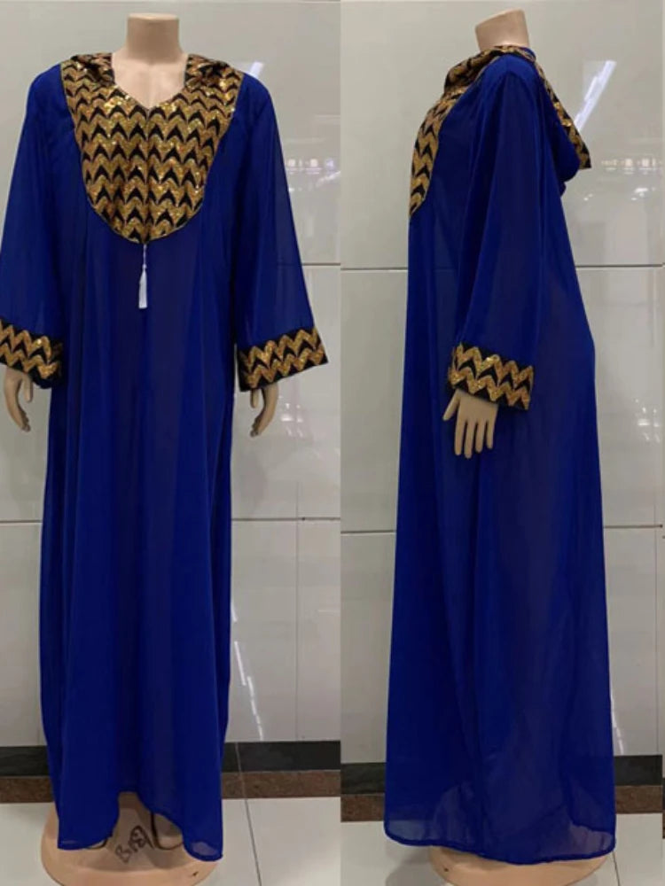 African Dubai Muslim Dress Women Hooded Abaya Knitted Kaftan Evening Dresses Morocco Caftan Abayas Islam Robe Musulmane Vestido