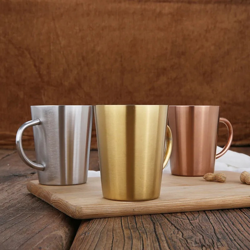 Double Wall Stainless Steel Coffee Mug with lid Portable Cup Travel Tumbler Jug Milk Tea Cups Office Water Mugs