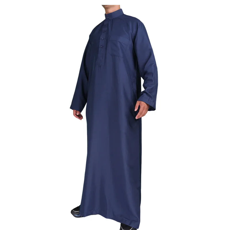 New 2026 Middle East Muslim Men Dress Long Sleeve Jubba Thobe Ramadan Eid Dishdasha Robe Muslim Islamic Kaftans Arab Clothing
