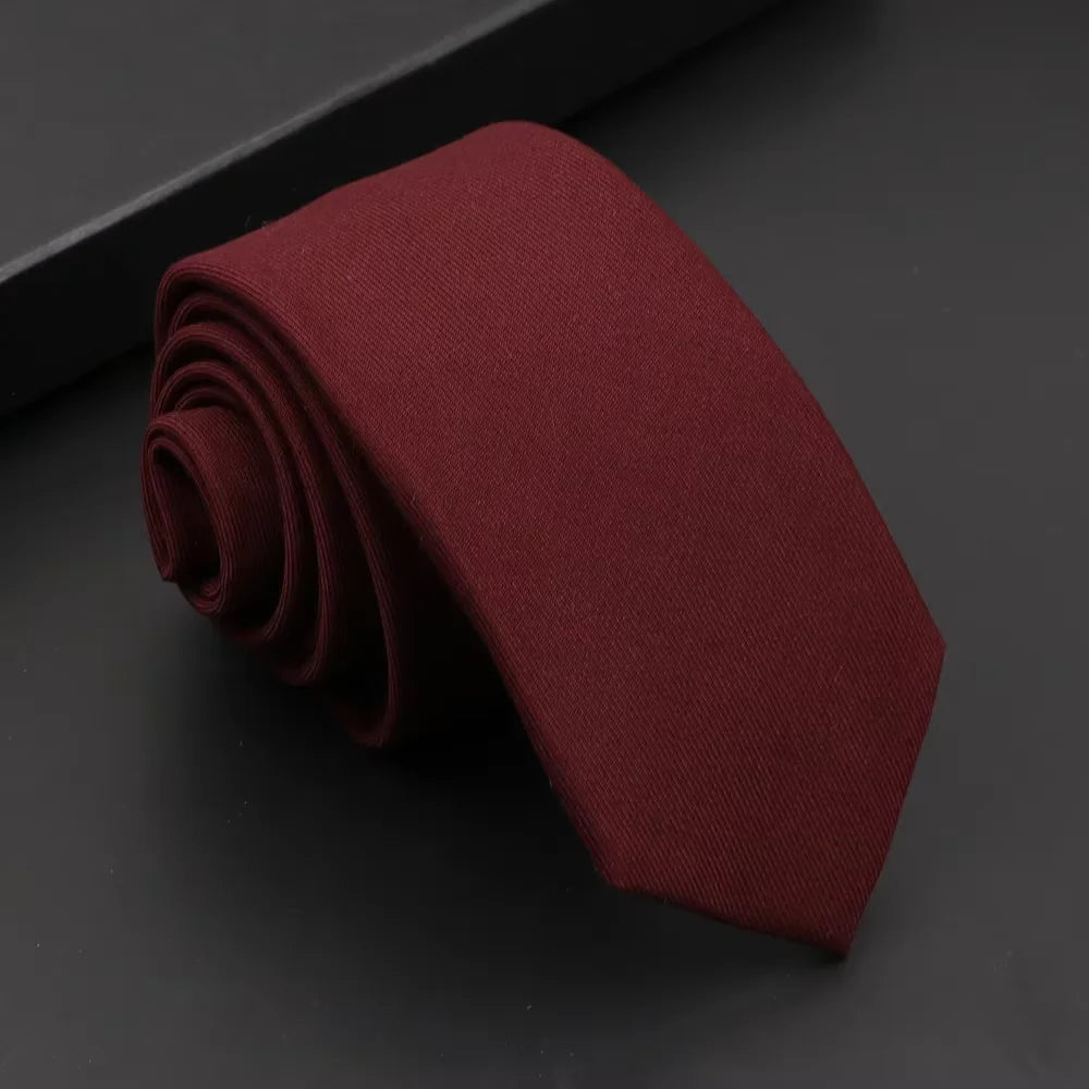 Classic Mens Solid Cotton Handmade 6cm Ties Striped Narrow Collar Slim Necktie Black Red Blue Formal Business Wedding Tie Gift
