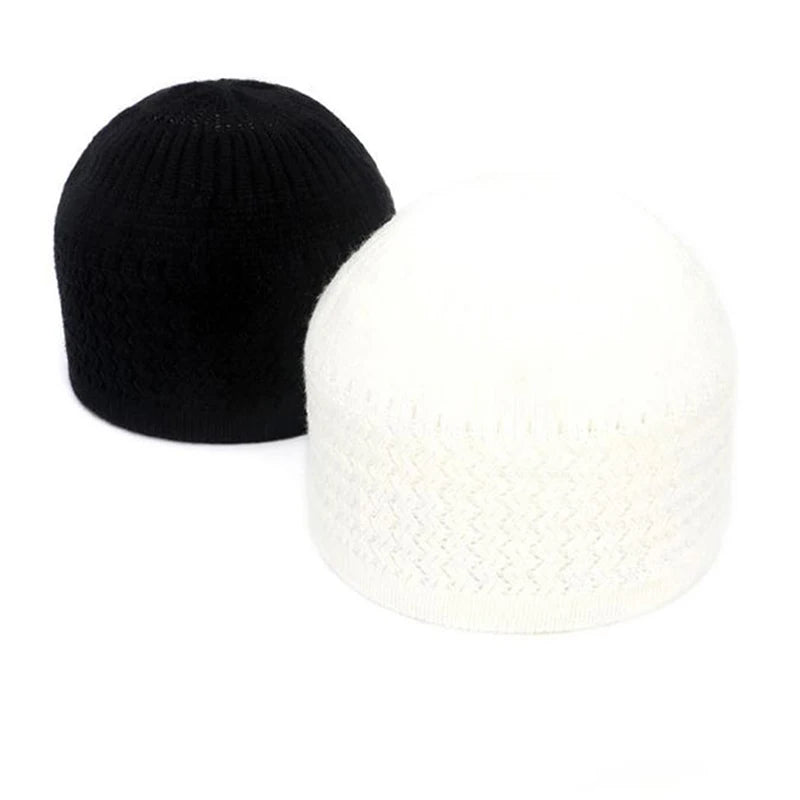 Winter Knitted Muslim Men Prayer Hats Unisex Cap Warm Islamic Ramadan Jewish Hat Men's Wrap Head Caps ﻿