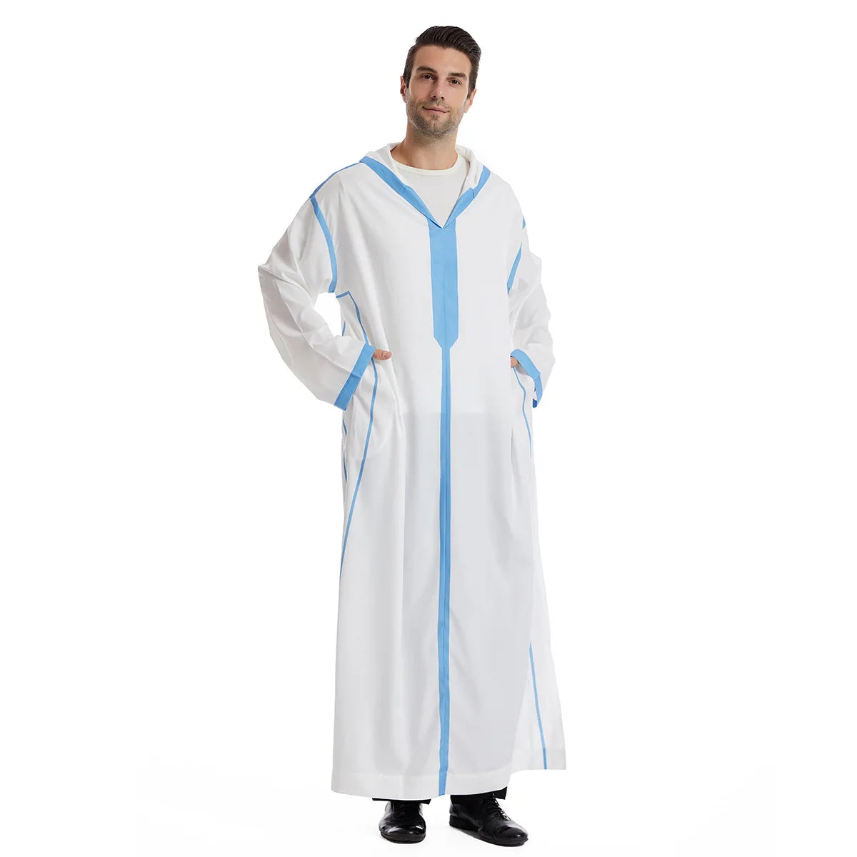 Muslim Men Hooded Robe Dishdasha Modest Islamic Dubai Saudi Prayer Abaya Kaftan Eid Ramadan Morocco Jubba Arab Thobe Abayas