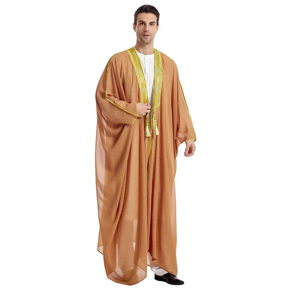 Men Kebaya Open Muslim Kimono Abaya Turkey Arabic Islam Djellaba Homme Robe Musulmane Hombre Ramadan Abayas for Prayer Clothes