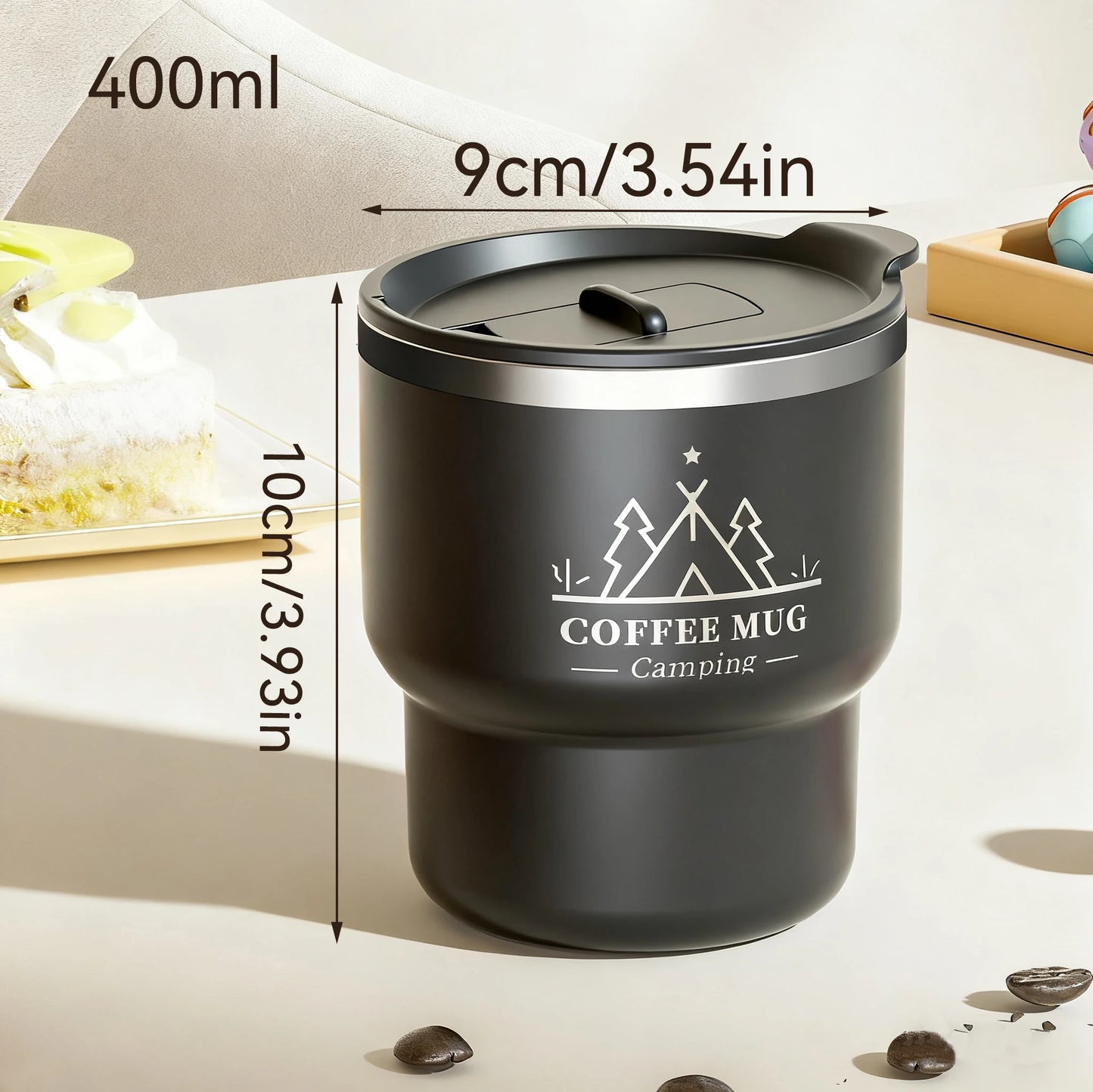 400ML Double Wall Insulated Mug 304 Stainless Steel Milk Coffee Cup Portable Sealed Cold And Hot Water Cup Tumbler With Handle