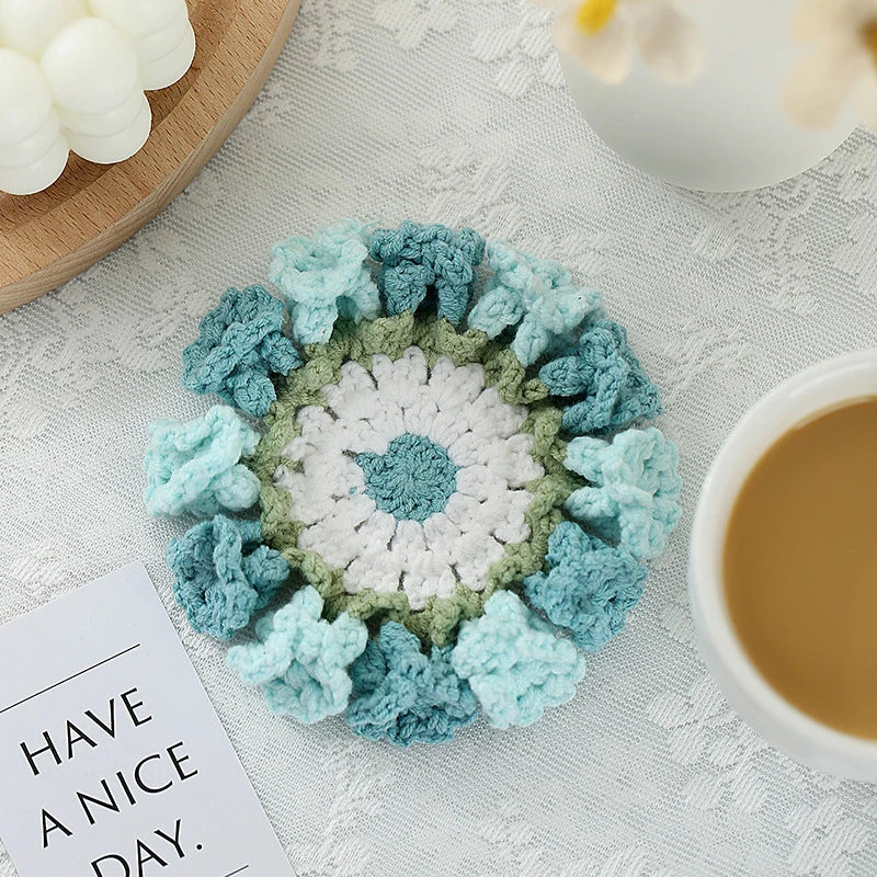 Lily of the Valley Crochet Coaster Flower Placemat Bouquet Cup Pad Coffee Mug Mat - Unique Mother's Day Gift