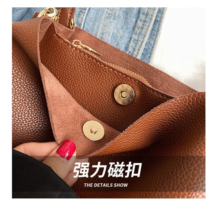 Fashion Bucket bag for women Handbag PU leather Shoulder Bag Luxury designer Wide Strap Ladies Crossbody Bag female Totes bolsa