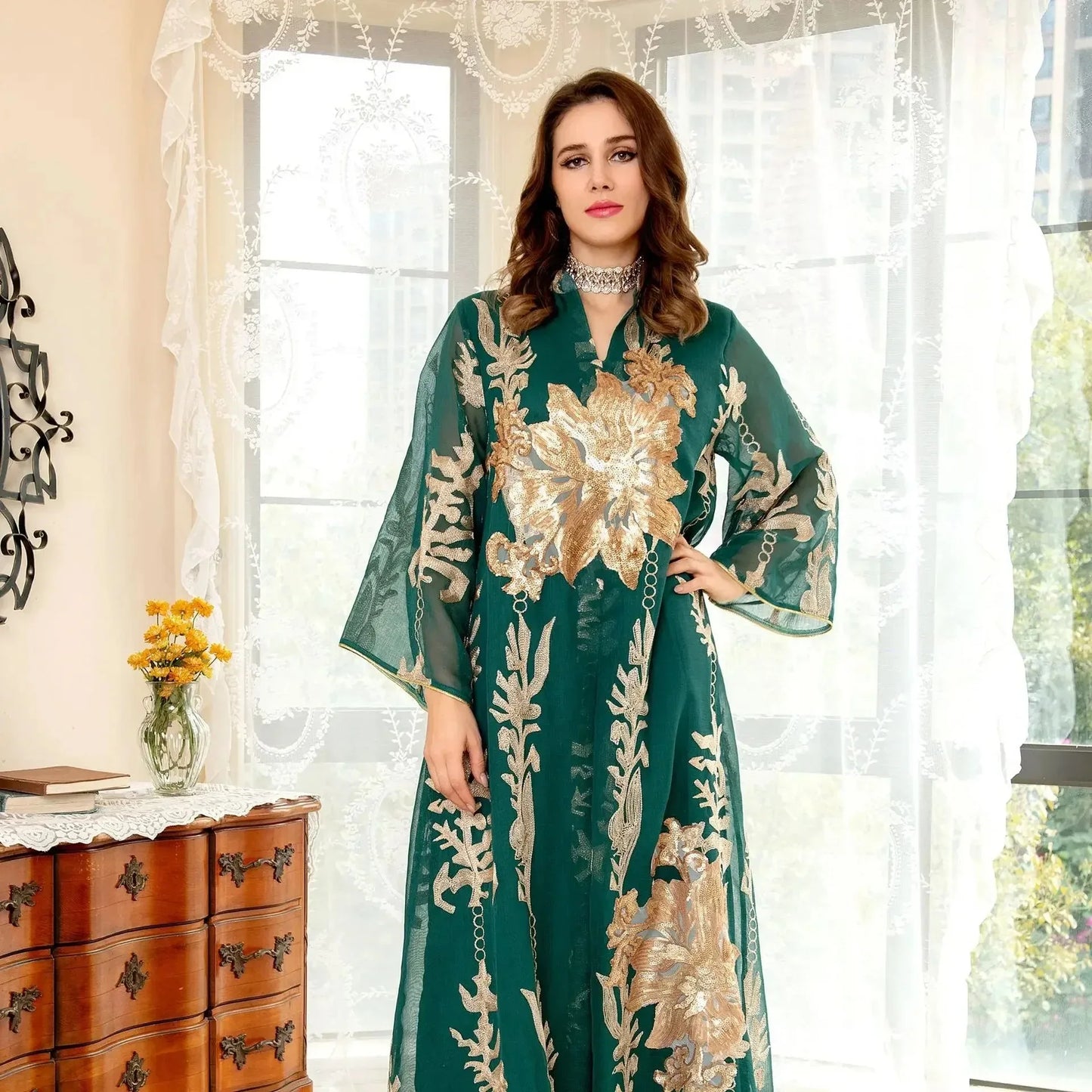 Elegant Muslim Dress Dubai Turkey Robes Islam Saudi Arabia Long Evening Dress Abaya for Women Light Luxury Party Dress Vestidos