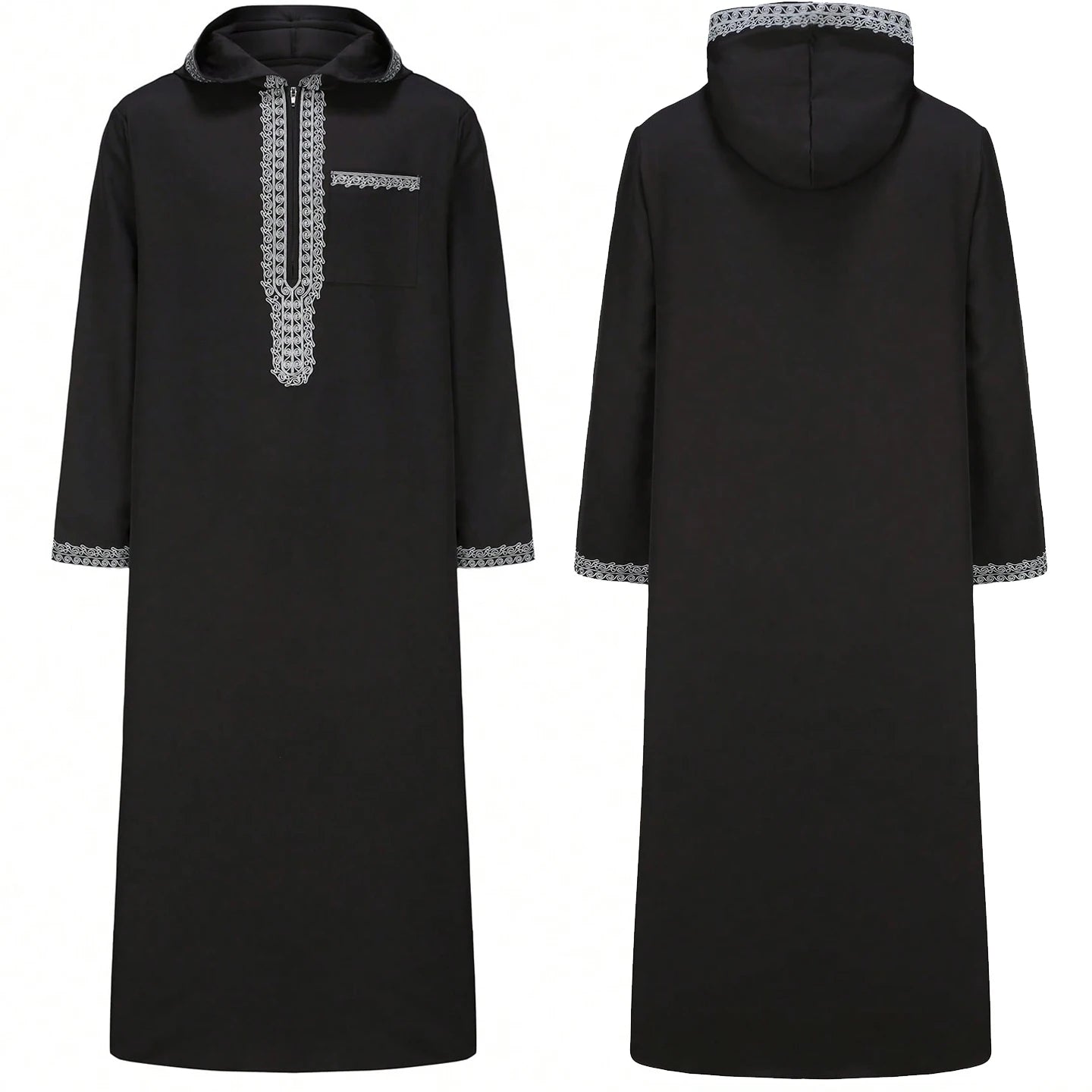 Muslim Men's Robes Loose Embroidered Robes Arabic Thobe Ethnic Style Traditional Casual Thawb Islamic Prayer Clothes Moroccan Dr