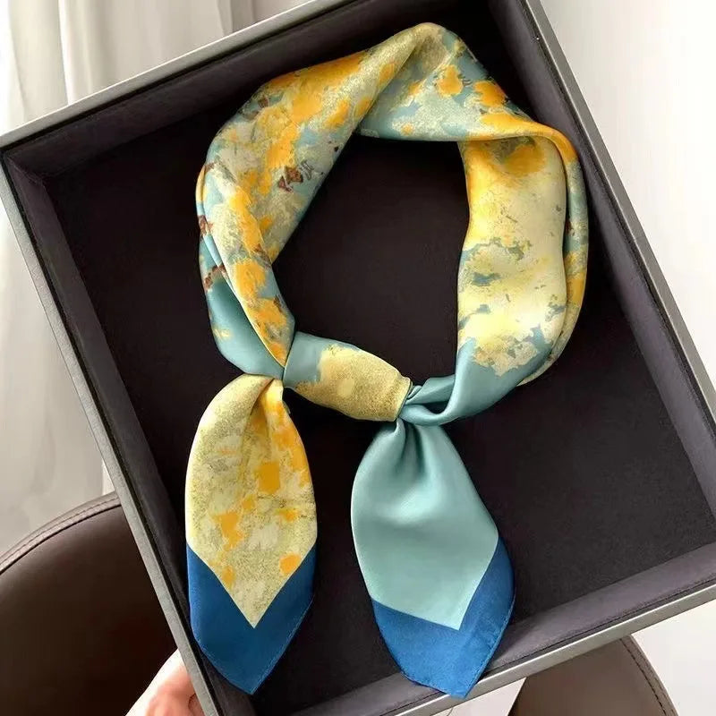 New 70x70cm Square Scarf Women Spring Summer Thin Sun Protection Neck Protection Tie Headband Versatile Scarves Party Gift