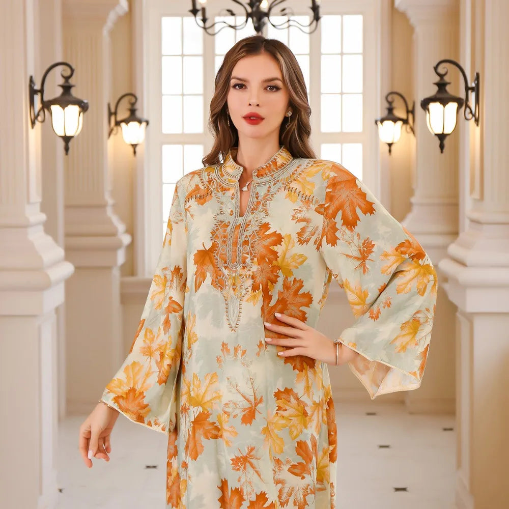 Abaya Dress - Summer Dubai Style Muslim Maxi Robe Long Dress Suitable for Casual and Outdoor Occasions