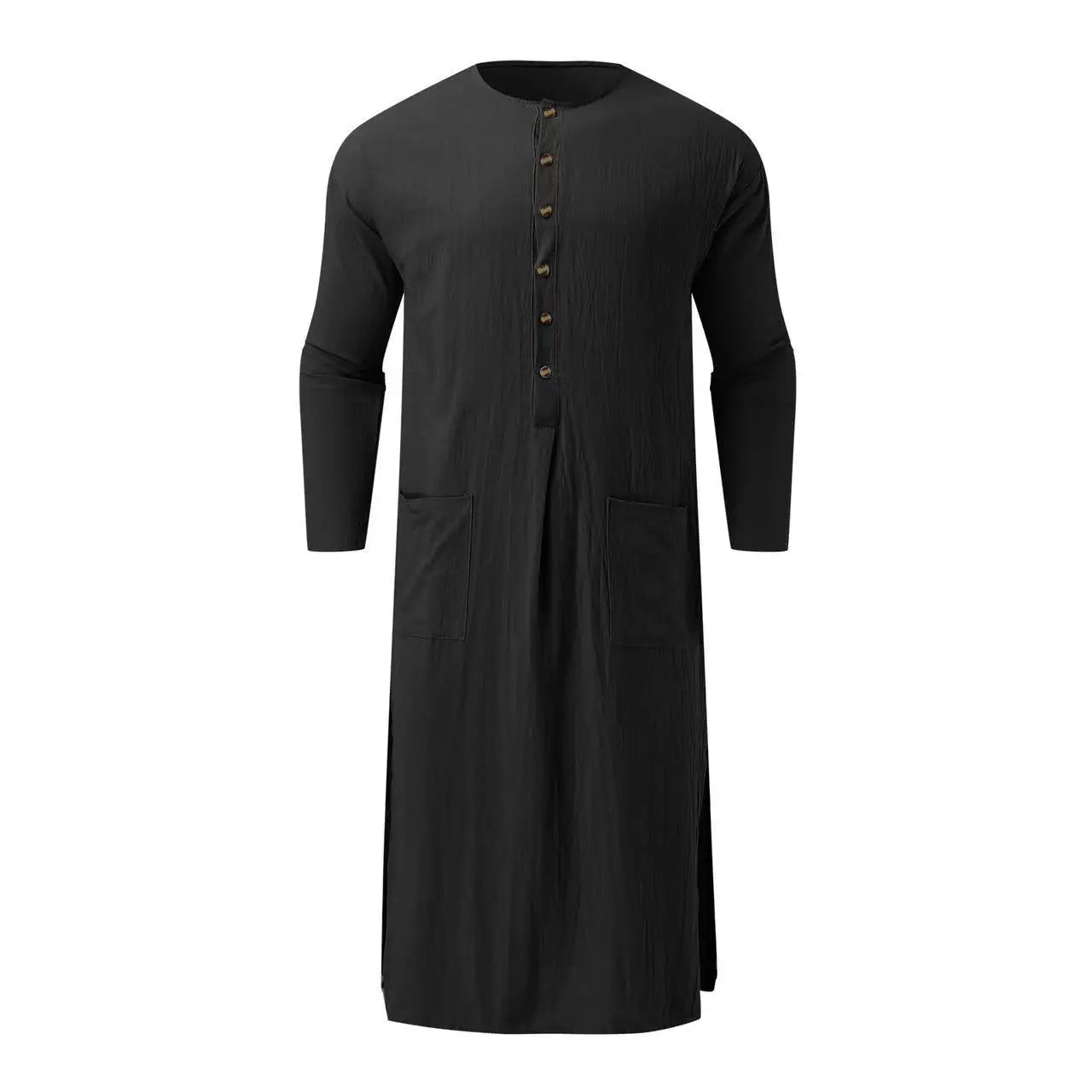 Jubba Thobe Islamic Arabic Kaftan Men Linen Cotton Solid Short Sleeve Hooded Robes Dubai Middle East Muslim Clothes Abaya Homme