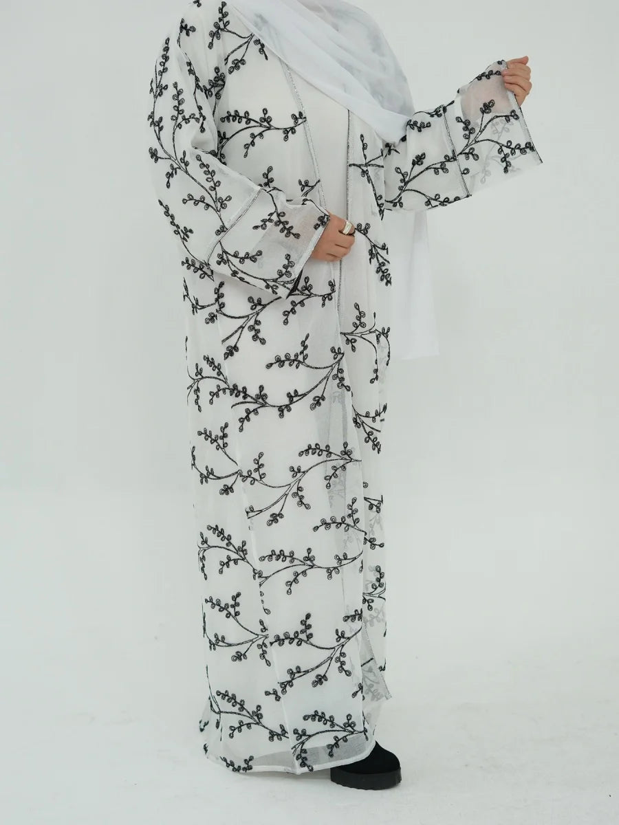 Muslim Women Dubai Abaya Luxury Embroidery Floral Long Dress Kimono Cardigan Kaftan Modest Robe Femme Islamic Clothing Kebaya