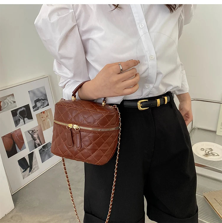 Trendy  Buet Handbag Women's Crossbody Bag Luxury Feel Small  Design Handbag Soft PU Leather Zipper Closure Casual