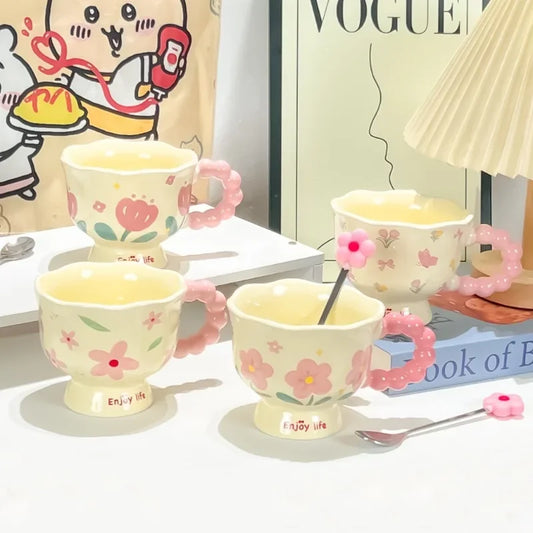 Coffee Cup Mugs Coffee Cups Creative Flower Designed Mug Household Ceramic Cup High Quality and Value Water Cup as Souvenir Gift